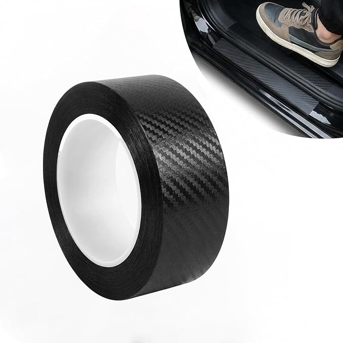 33Ft/10M 1 Roll Carbon Fiber Auto Door Edge Protector Tape, Door Sill Guard Wrap, Anti-Scratch Protective Film, Universal Edge Shield for Car Hood, Trunk, Roof and Interior(Black 2.75inx33Ft)