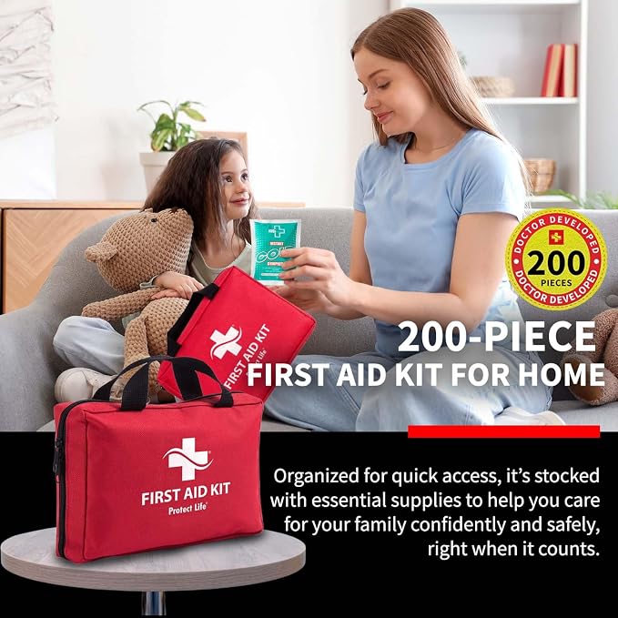 Protect Life Business First Aid Kit, Emergency First Aid Kit for Office Setting, Medical Kit Supplies, First Aid Kits for Businesses, School & Commercial Use - 200 Pieces