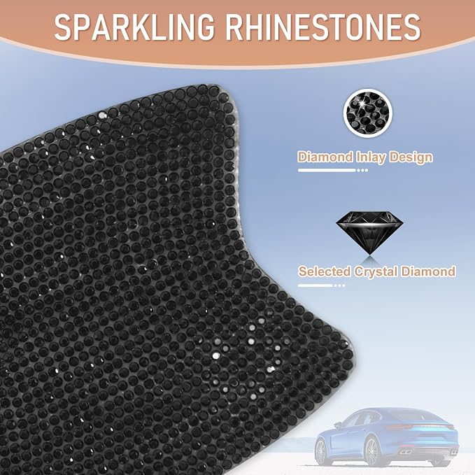 10 PCS Bling Car Door Handle Protector, Shiny Crystal Rhinestone Anti-Scratch Universal Cars Door Handle Protective Cover, Glitter Automotive Exterior Accessories for Women (Black)
