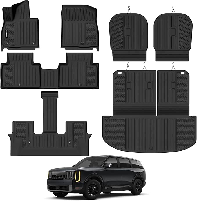 Naibeve Floor Mats for 2027 Telluride Gas 7 Seats 2nd Row Bucket Seats | All Weather Floor Mats, Cargo Mat, 2nd Row Backrest Mats, Backrest Mats, (Not for Hybrid) Interior Protector accessories