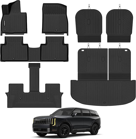Naibeve Floor Mats for 2027 Telluride Gas 7 Seats 2nd Row Bucket Seats | All Weather Floor Mats, Cargo Mat, 2nd Row Backrest Mats, Backrest Mats, (Not for Hybrid) Interior Protector accessories