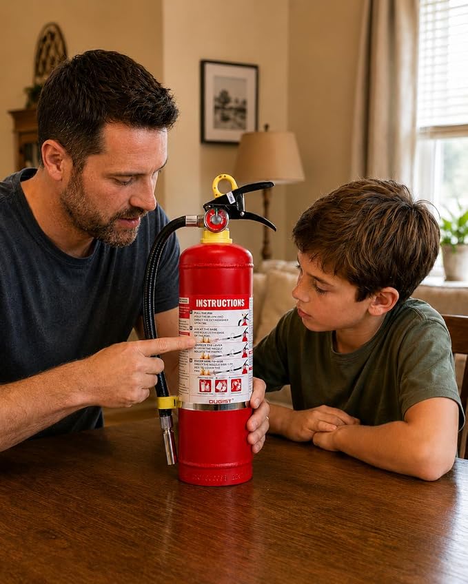Ougist ABC Dry Chemical Fire Extinguisher, 5 lb – 2-A:10-B：C Rated for Home, Office & Vehicle, Quick Release, Easy-Grip Handle, Ideal for Electrical & Grease Fires, Car Extinguisher, Model FF2KG