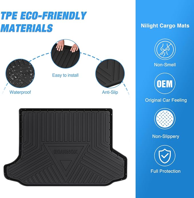 Nilight Cargo Mats for Chevy Equinox GMC Terrain 2018-2024 | for Equinox GMC TerrainAll 2018 2019 2020 2021 2022 2024 Weather Protection Heavy Duty Cargo Liners
