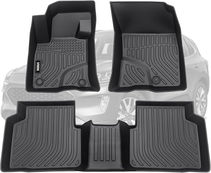 VIWIK Floor Mats Fit for Ford Escape 2020 2021 2022 2023 2024 (Not Hybrid), Car Mats All Weather Custom Floor Liners Full Set 1st and 2nd Row, TPE Car Accessories for Escape Not Hybrid