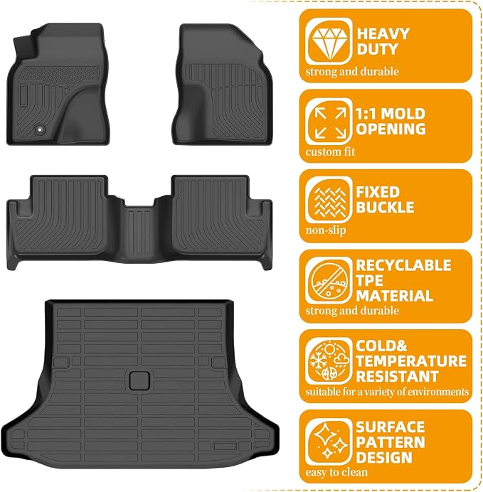 Floor Mats for Floor Mats for Toyota RAV4 2001-2005 | for Toyota RAV4 Base | Limited | Sport Floor Mats, TPE Non-Slip Waterproof Summer Winter, Front & Rear Row & Cargo Mats