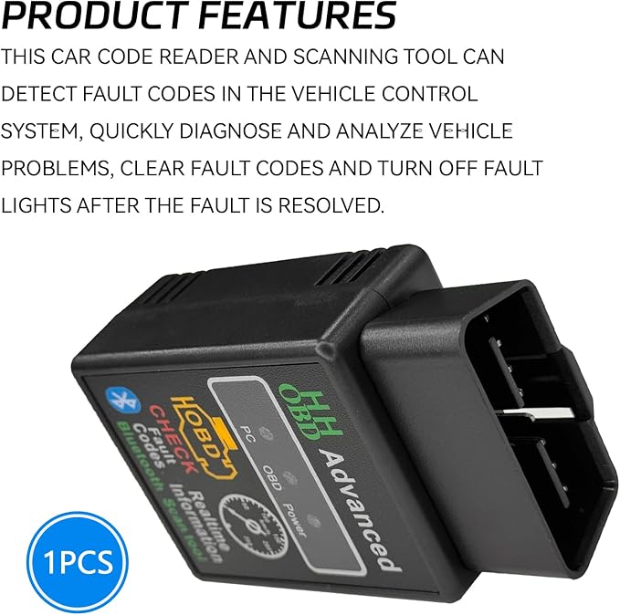 Bluetooth OBD2 Diagnostic Tool, OBD2 Scanner for Car, Wireless ELM327 V2.1 Code Reader, Reset & Clear Engine Fault Code Scanner with Exclusive App, Universal for iOS Android Windows (Black)