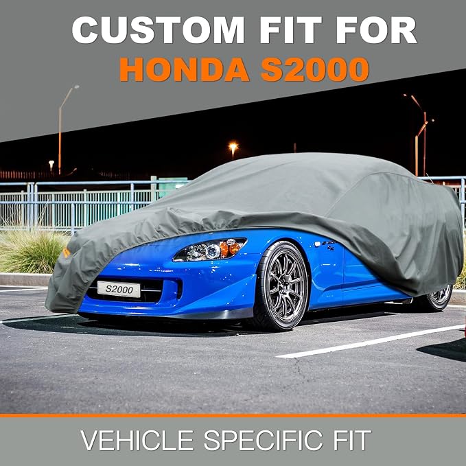 Kayme Heavy Duty Car Cover Custom Fit Honda S2000, Waterproof All Weather for Automobiles, Full Exterior Covers Sun Rain UV Protection.