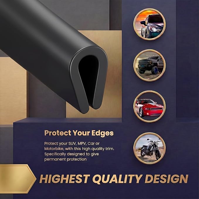 Tondiamo Rubber U Channel Edge Trim, Door Seal Strip, Fits Edge up to 1/8 Inch (3.2mm) U Shape Weather Stripping(10.01 Feet, 1/8 Inch, Black)