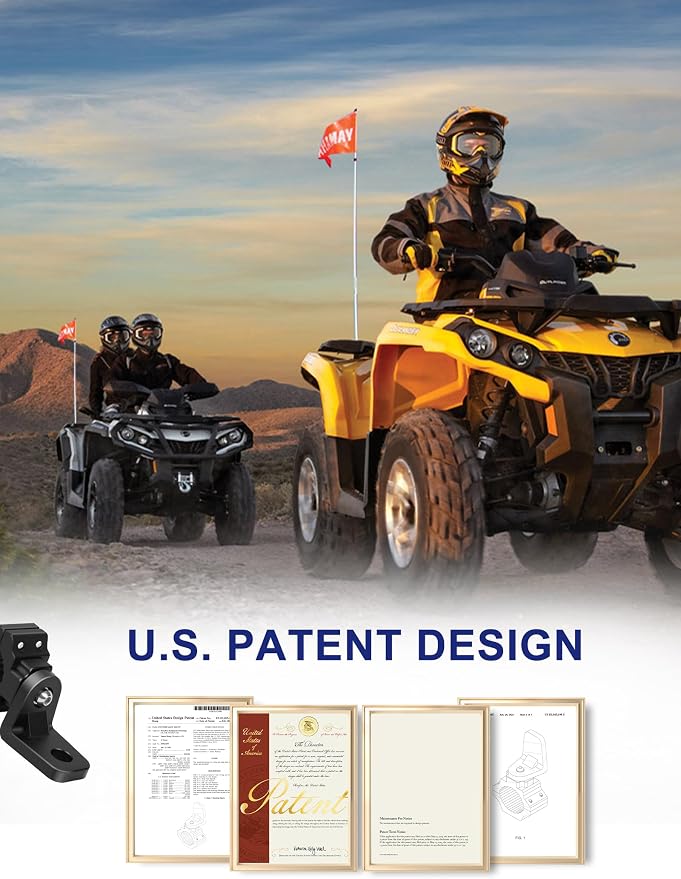 ZIDIYORUO ATV Whip Light Mount, CNC Aluminum, Fit 7/8-1-1/8in Bars, 2-Pack | 15min install, 12-tooth achieve 360 rotation, Holds whip lights & flags through 0.5" dia Hole, CNC Aluminum