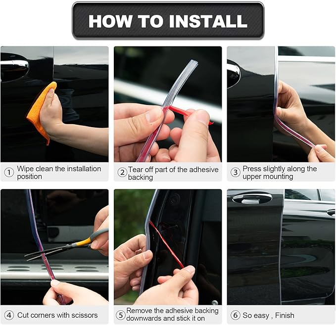 Transparent Widen Car Door Protector, Car Door Seal with U-Shaped Accessories, Interior Seal, Door Edge Protector(32.8FT)