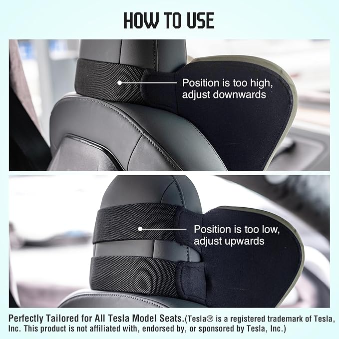 Car Neck Pillow for Driving Seat, Soft Memory Foam Headrest Pillow with Adjustable Strap and Removable Cover, Ergonomic Neck Support for Car, Office Chair, Gaming Chair – Dark Grey