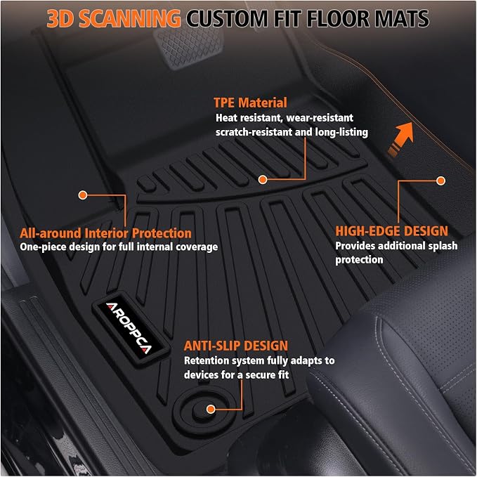 All Weather Car Floor Mats for 2025 2026 Nissan Armada/Infiniti QX80 8 Seats, TPE Rubber Floor Liners Anti-Slip Full Set Automotive Mats for 2025 2026 Nissan Armada Accessories