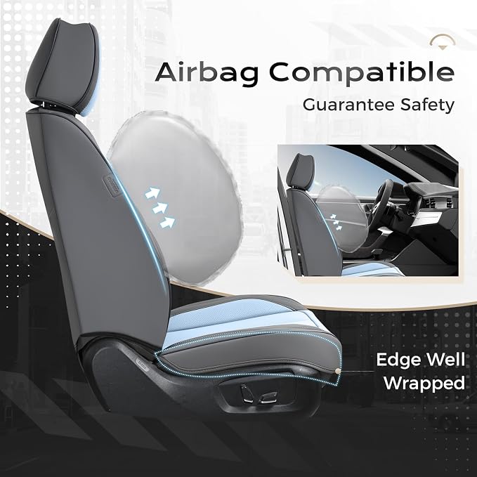 Coverado Car Seat Covers, Seat Covers for Cars, Waterproof Leather Auto Seat Protectors, Leather Car Seat Cushion, Car Interiors Accessories Universal Fit for Most Cars