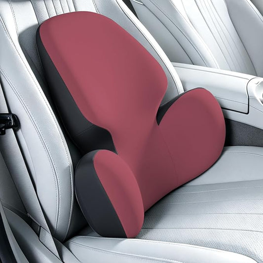 BEBAS Lumbar Support Pillow for Car, Memory Foam Back Cushion for Driving | Ergonomic Wing Wrapping, Back Pain Relief, Breathable Removable Cover, Softness, Universal Fit Car Seat, Office Chair