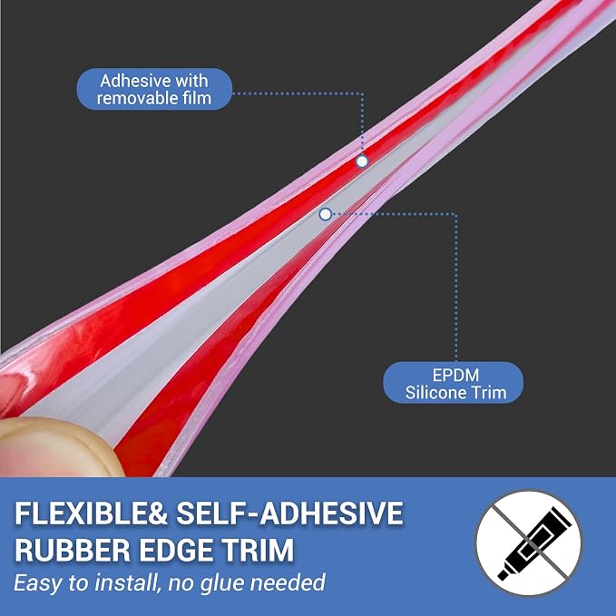 Clear Rubber Edge Trim, Flexible Baby Proof Edge Protector for Sharp Edge, 1/8"(3mm) U Channel Edge Trim, Self-Adhesive Edge Guards for Glass, Plywood and Sheet Metal Parts, 10Ft, Transparent Color