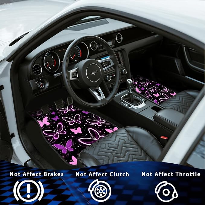 Boho Flower Car Floor Mats Set of 4 Minimalist White Floral Line Art Grey Automotive Foot Mats Rugs Carpet for Car Non-Slip Auto Car Accessories Universal Fit for Car SUV Truck Van