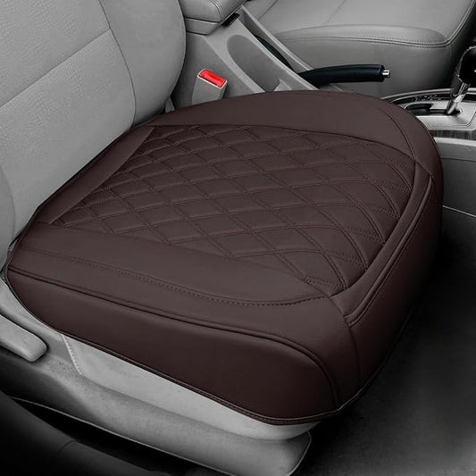 BEITK 1 Pack Leather Front Car Seat Cover Bottom Car Seat, Anti-Slip and Full Wrap Driver Car Seat Protectors, Luxury Waterproof Bottom Auto Seat Cushion Pad Mat for Most Vehicles(Red)