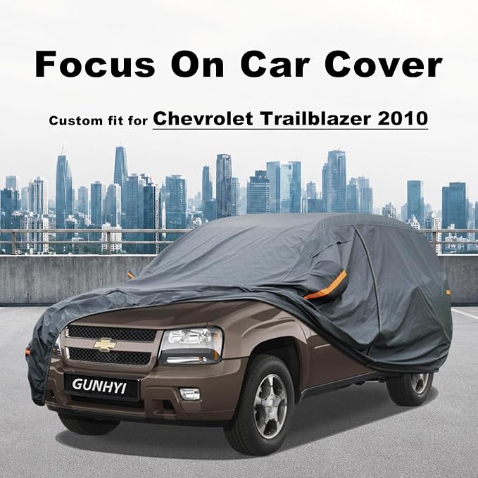GUNHYI Premium Car Cover Custom Fit Chevrolet Trailblazer(2001-2010), 16 Layers Heavy Duty Car Cover Waterproof All Weather with Zipper Door for Sun Rain Snow Dust Uv Protection