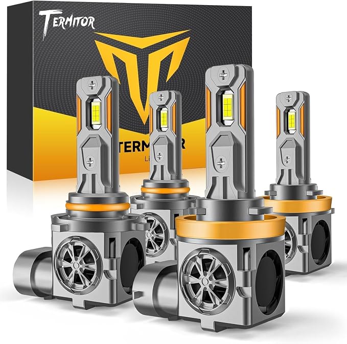 Termitor 2026 9005/HB3 H11/H8/H9 Light Bulbs High/Low Beam, 100,000LM 1000% Brightness, 60K+ Hours Lifespan, 6500K Cool White, Real 1:1 Mini Size, 3Min+ Quick Installation, Plug N Play, Pack of 2