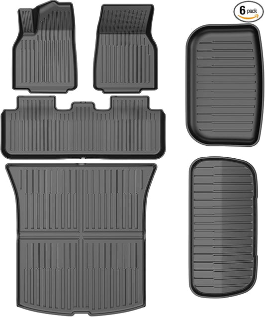 Pawtein 6-Piece TPE Floor Mats Compatible with 2025-2026 Model Y Juniper | Flexible, waterproof, stain-proof, anti-slip, easy-clean interior liners