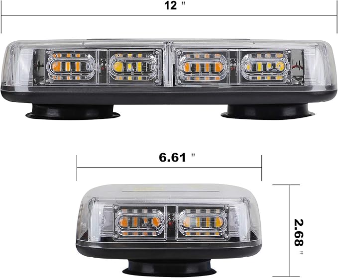 ASPL 48LED Roof Top Strobe Lights, High Visibility Emergency Safety Warning LED Mini Strobe Light bar with Magnetic Base for 12-24V Snow Plow, Trucks, Construction Vehicles (Blue/White)