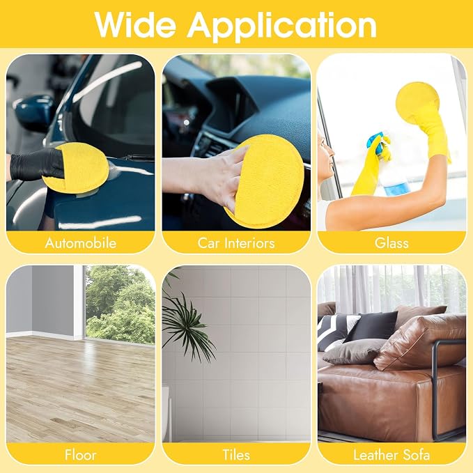 10 Pack Wax Applicator Pads Microfiber with Finger Pocket for Car Wax | 10-pack microfiber foam pads with finger pocket, Scratch-free waxing for cars & household, Machine washable & reusable