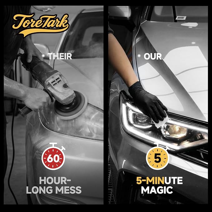 toretark Headlight Restoration Kit Wipes, 5-Min Fix, Restoring to Like-New Condition, Safe for OEM Lens, Headlight Restoration Wipes & Cleaning Wipes, Headlight Cleaner and Restorer Kit 2 Pack