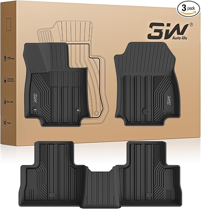 3W Floor Mats for Toyota RAV4 2019-2025, TPE All-Weather Custom Fit | Fits LE/XLE/Limited/TRD/Adventure trims, not for Hybrid/Prime/PHEV, custom fit, Premium TPE, raised edges trap dirt