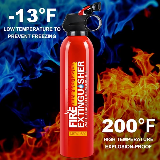 Fire Extinguishers with Mount Bracket - 6 Pack Small Portable Fire Extinguisher for Home, Kitchen, Car, Boat, RV, Vehicle - 620ml Water-Based Fire Extinguisher for Class A, B, C, K Fire