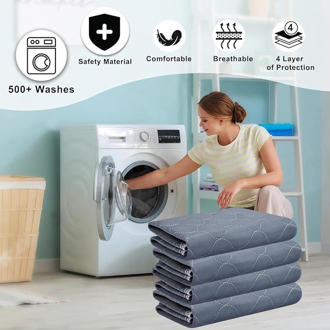 RIQINXIN Waterproof Quilted Chair Pads for Incontinence Washable Incontinence Chair Pads Underpads for Adults Kids Elderly 21x22In 1Pcs Gray