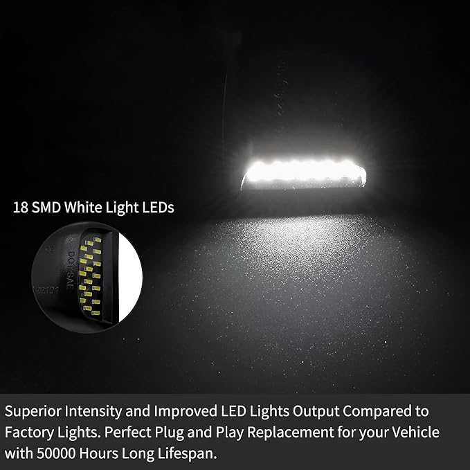 AlyoNed Full LED License Plate Light Tag Lamp Assembly Compatible with Chevy Silverado GMC Sierra 1500 2500 3500 Suburban Tahoe Yukon XL Cadillac Escalade EXT