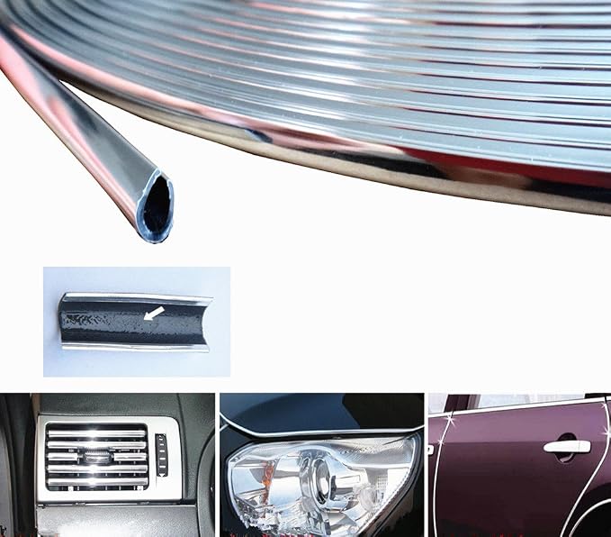 Moyishi 15 Feet Door Front Rear Lip Edge Overlay Molding Guard Protection Decoration Stripe Trim D.I.Y. FIT (Silver)