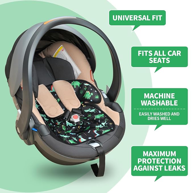 2 Pack Dinosaur Car Seat Protector for Potty Training Waterproof Piddle Pad Cover from Spillages Nappy Leaks Toilet Training Anti Slip Backing Strollers Carseat Liner for Toddlers Babies Summer