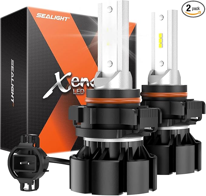 SEALIGHT 5201 5202 Led Fog Light Bulbs, 14,000 Lumens 600% High Bright Super Heat Dissipation PS19W PS24W Fog Lights Led, 6500K Cool White 50000HRS Lifespan 5202 Fog Light Bulb for Interior Lighting