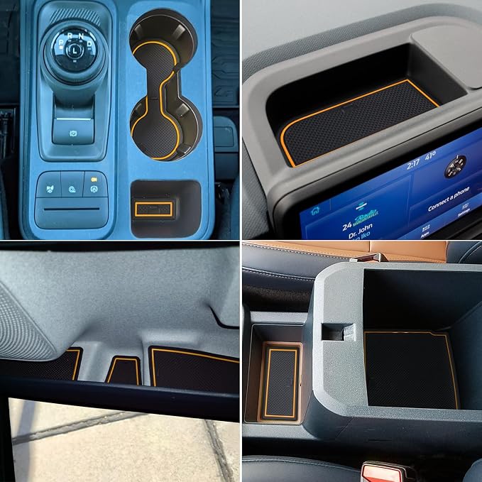 Center Console Liner Fit for Ford Maverick Accessories 2022-2024 2025 Cup Holder Insert Door Slot Coaster Interior Pocket Anti Dust Mat, Not for 2025 Model with Wireless Charger, 21pcs (Orange)