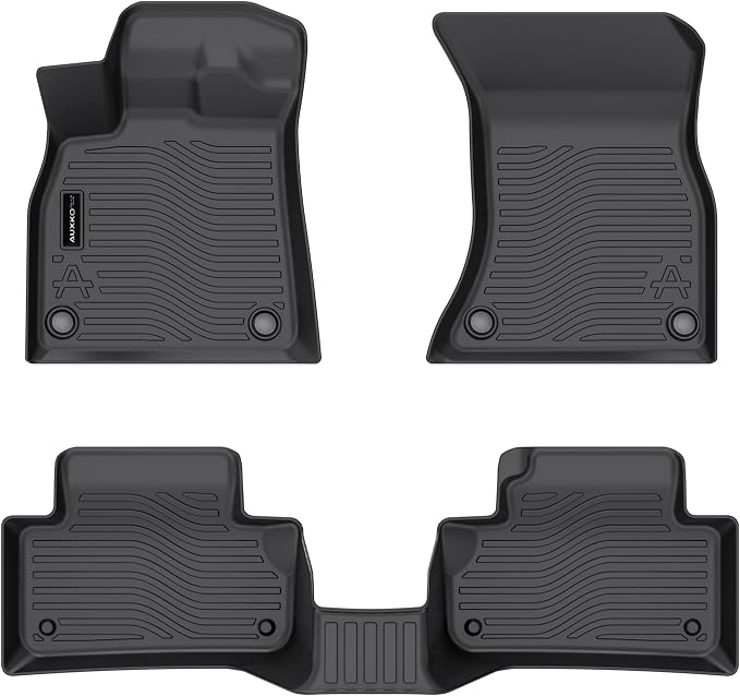 Auxko All Weather Floor Mats Fits for Audi Q5 SQ5 2025 2024-2018 TPE Rubber Liners Accessoires for Audi Q5 SQ5 2018-2025 All Season Guard Odorless Anti-Slip Mats for 1st & 2nd Row