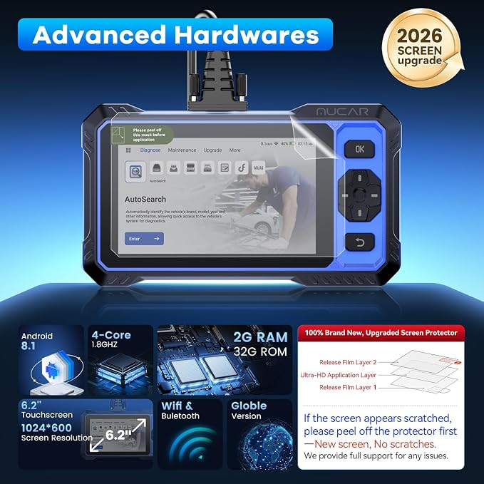 OBD2 Scanner, MUCAR 632 Elite AI-Assisted Bidirectional Scan Tool, 15 Reset Services Oil/TPMS/EPB/BMS/SAS/Brake/Throttle Car Scanner Diagnostic Tool, AutoAuth FCA, CANFD, AutoVIN, Lifetime Free Update