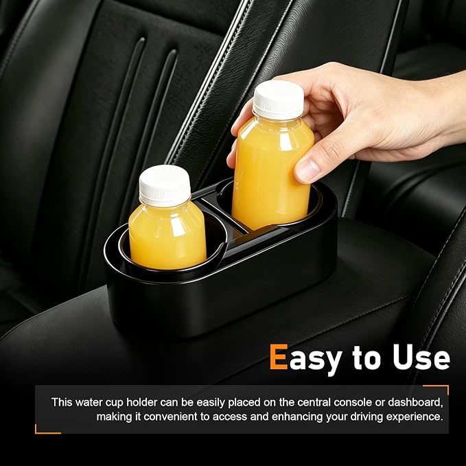 Car Cup Holder, ABS Center Console Double Cup Holder, Self-adhesive Multi-functional Double-drink Organizer, Universal for Most Cars SUVs Trucks (Black #B)