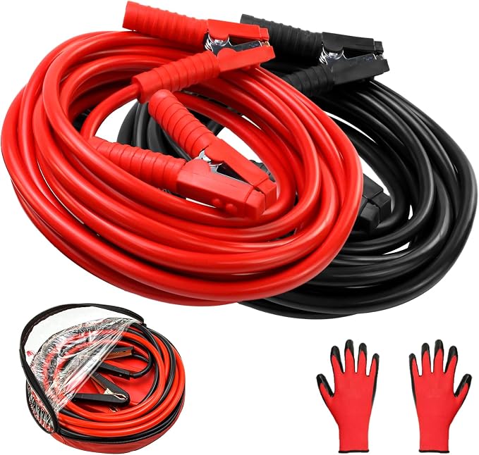 iMeshbean 2/0 Gauge 20FT Jumper Cables, Commercial Grade Automotive Booster Cables for Jump Starting Dead or Weak Batteries, Heavy Duty Booster Cable for Car Van Truck,with Storage Bag