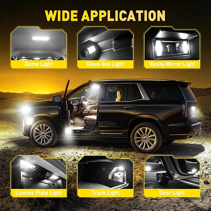 AUXITO BA9S LED Bulb White, BA9 1895 53 57 T4W 64111 LED Replacement Bulb, Mini Size Plug & Play Car Interior Light for Dashboard, Instrument Panel, Dome, Map, Glove Box Lights, License Plate Light