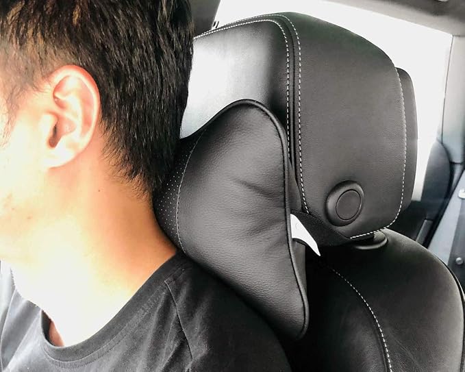 DS. DISTINCTIVE STYLE Car Neck Pillow 2 Pieces PU Leather Travel Pillow for Head Rest Neck Support for Car Seat - Black