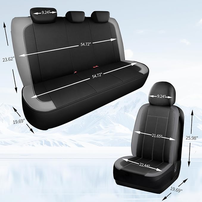 HChengkikz Full Set Neoprene Waterproof Car Seat Covers, Seat Protectors | Water Resistant Seat Protectors, Airbag Compatible, Universal Fit for Sedans, SUVs, Trucks, Vans