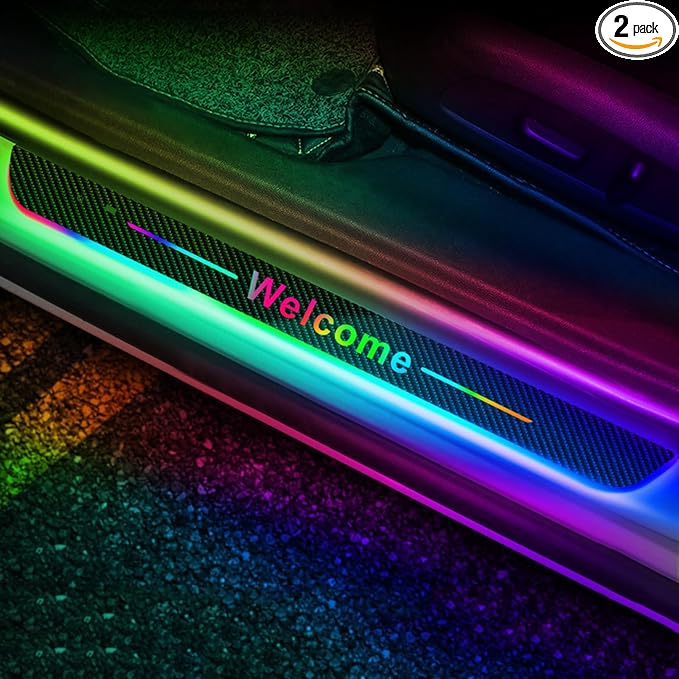 Custom Logo or Text LED Door Sills for Car Magnetic, Auto-Sensing Welcome Lights for Cars, Waterproof Car Pedal Lights, Personalized LED Car Door Sills, Applicable 99% of Models