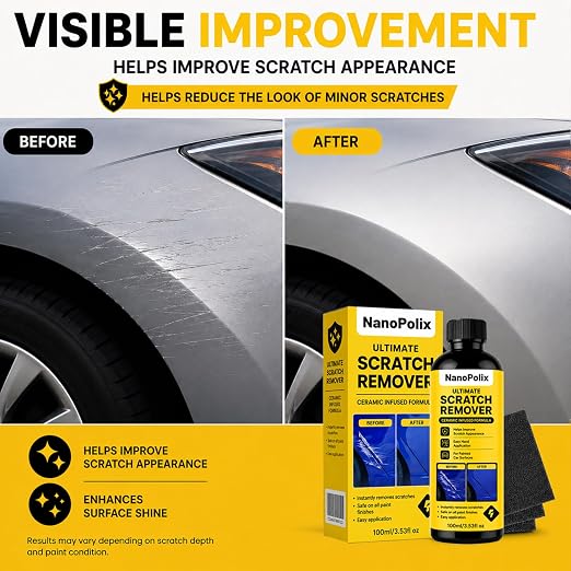 Scratch Remover, Car Paint Repair Paste for Light Scratches, Swirl Marks, Scuffs & Water Spots, Polishing Compound Restores Shine, Safe for All Paint Colors, 100ml with 3 Cloths (2)