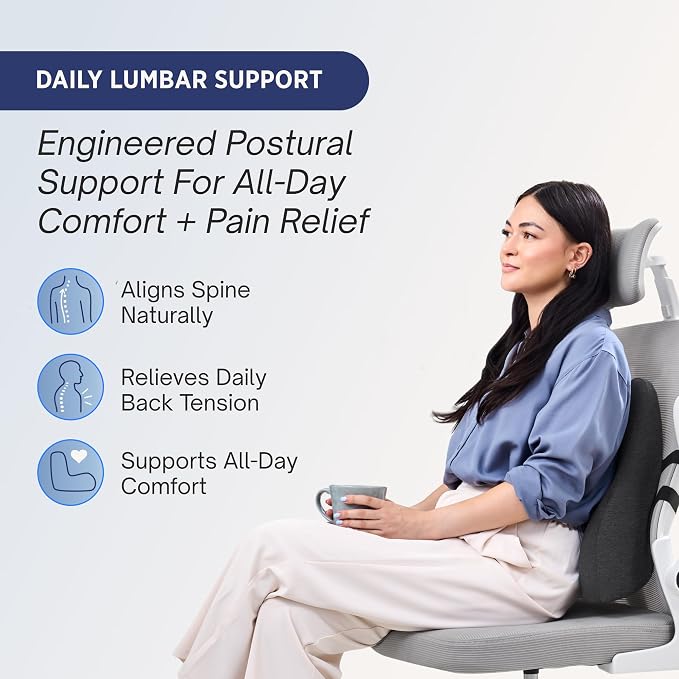 The Forme Cushion - Premium Ergonomic Lumbar Support Pillow | Lower Back Pain Relief Cushion with Adjustable SpineAlign™ Bolster and Dense Memory Foam for All-Day Comfort