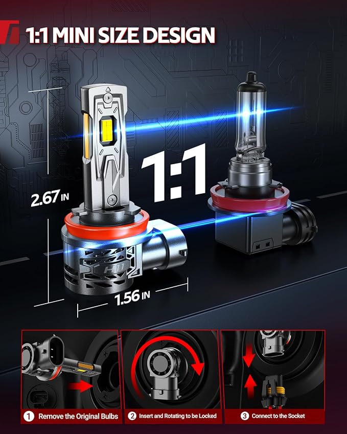 Torchbeam 2026 1500% Super Brighter 9005 H11 Bulb Combo, HB3 H8 Fog Lights Bulb 120000LM with 25000RPM Fan, 1:1 Size, 80000+ Hours, 3 Min Plug and Play, Pack of 4