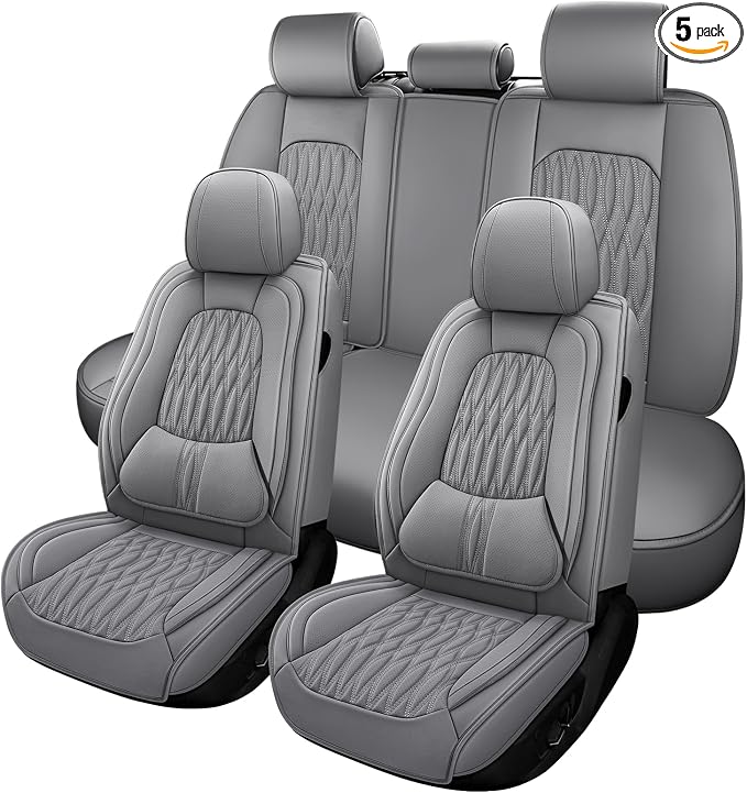 WELLDO Car Seat Covers, 5 Seats, Gray, w02 | Waterproof, Scratch-Resistant, Breathable & Easy to Clean, Universal Fit for SUV Sedan Truck, Full Set