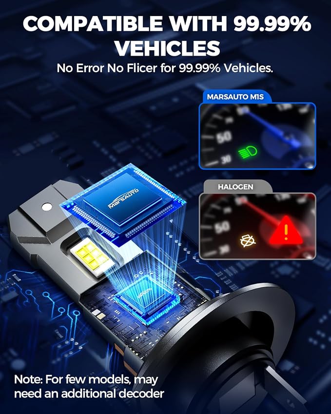 Marsauto M1S H1 H7 LED Bulbs Combo, 80000LM 6000K Cool White Super Bright, 2 Pairs H1+H7 LED Fog Light Replacement, Plug and Play, 60,000+ Hours Lifespan, for ATV Headlights, 4-Pack