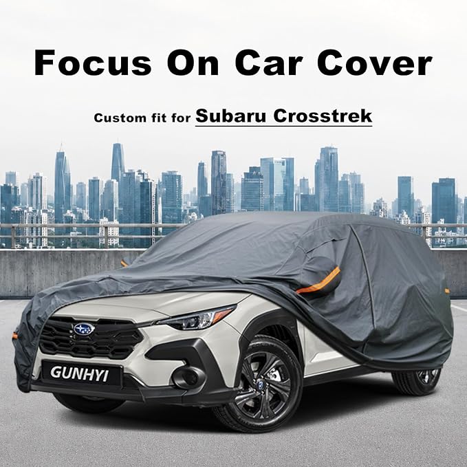 GUNHYI Premium Car Cover Custom Fit Subaru CrossTrek/XV CrossTrek (2012-2026), 16 Layers Heavy Duty Car Cover Waterproof All Weather with Zipper Door for Sun Rain Snow Dust Uv Protection