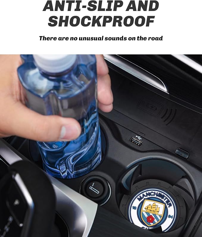 Cup Holder Insert Coaster for Manchester City UEFA Fans,Anti Slip Car Cup Coaster Interior Accessories
